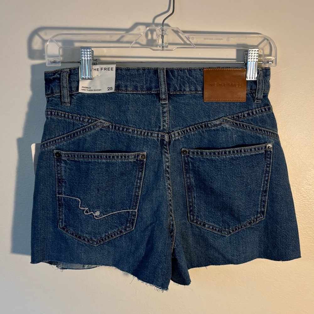Free People High-Rise Dark Blue Denim Shorts